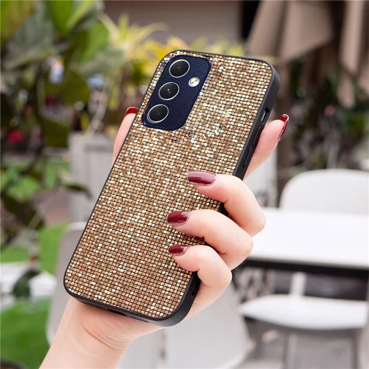 For Samsung Galaxy A15 5G TPU Case Bling Sparkle Sequins Protective Cover - Gold