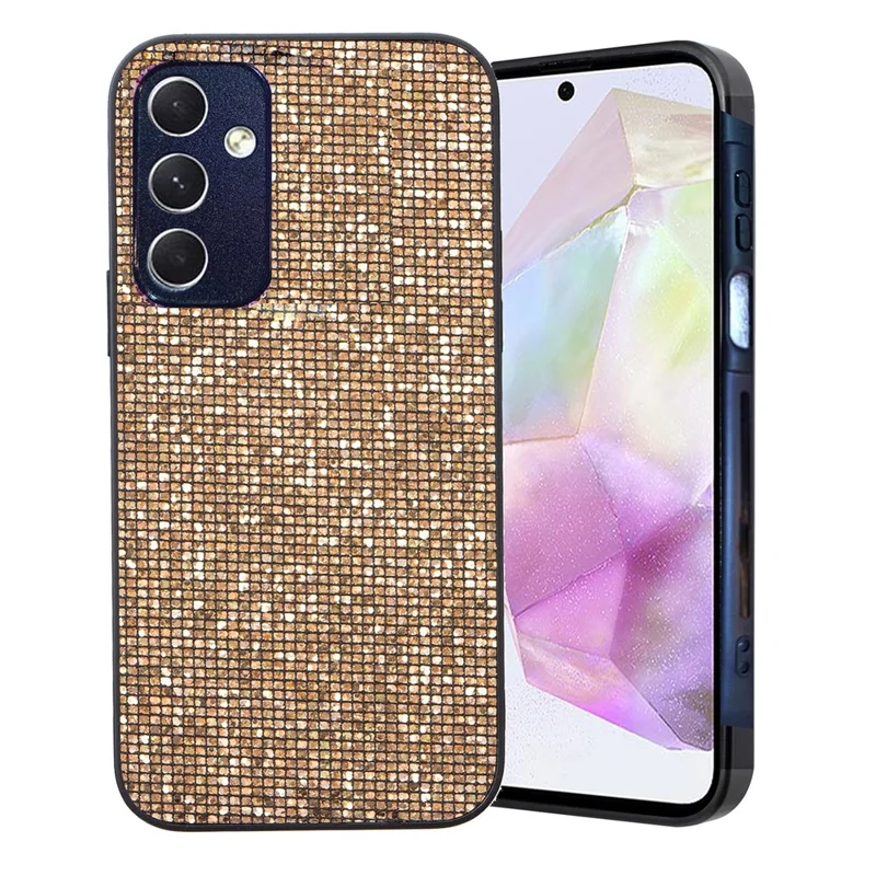 For Samsung Galaxy A14 5G Case Full Sequins Decor Shockproof TPU Phone Cover - Gold