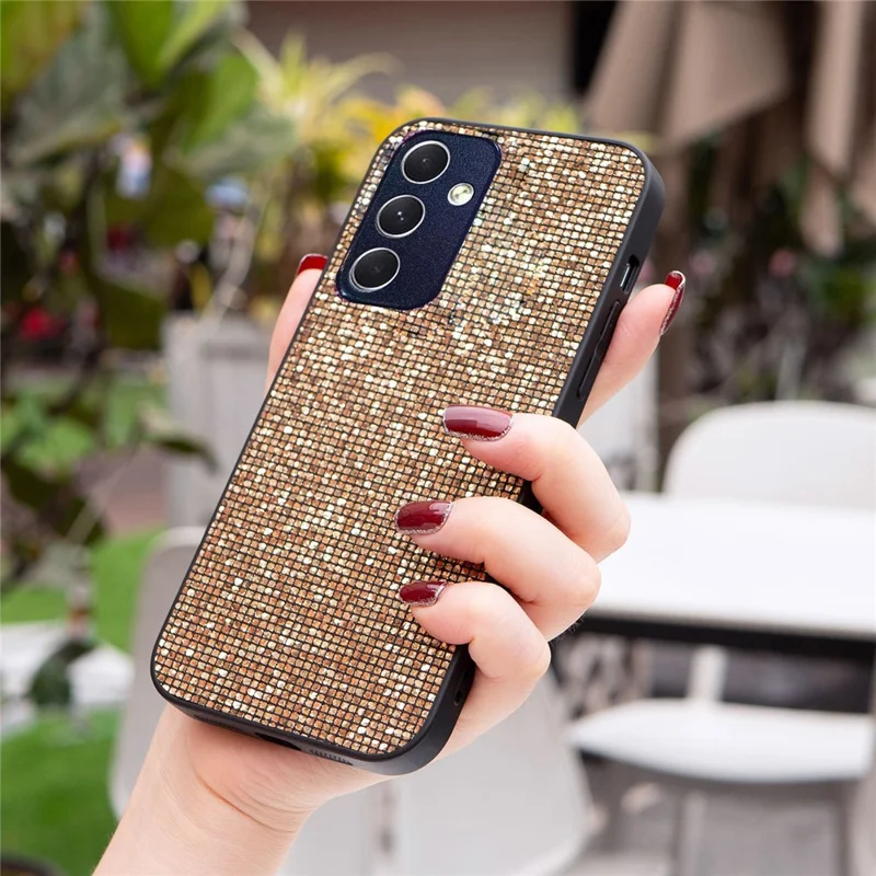 For Samsung Galaxy A14 5G Case Full Sequins Decor Shockproof TPU Phone Cover - Gold
