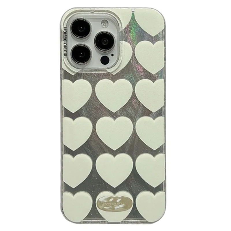 Coque de protection pour iPhone 15 Pro, coque de protection arrière fine en TPU+PC pour téléphone portable - Blanc Coeur