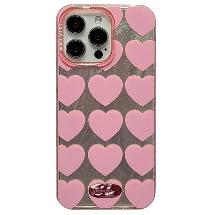 For iPhone 15 Pro Max Slim-Fit Phone Case Wholesale TPU+PC Phone Cover Shell - Pink Heart