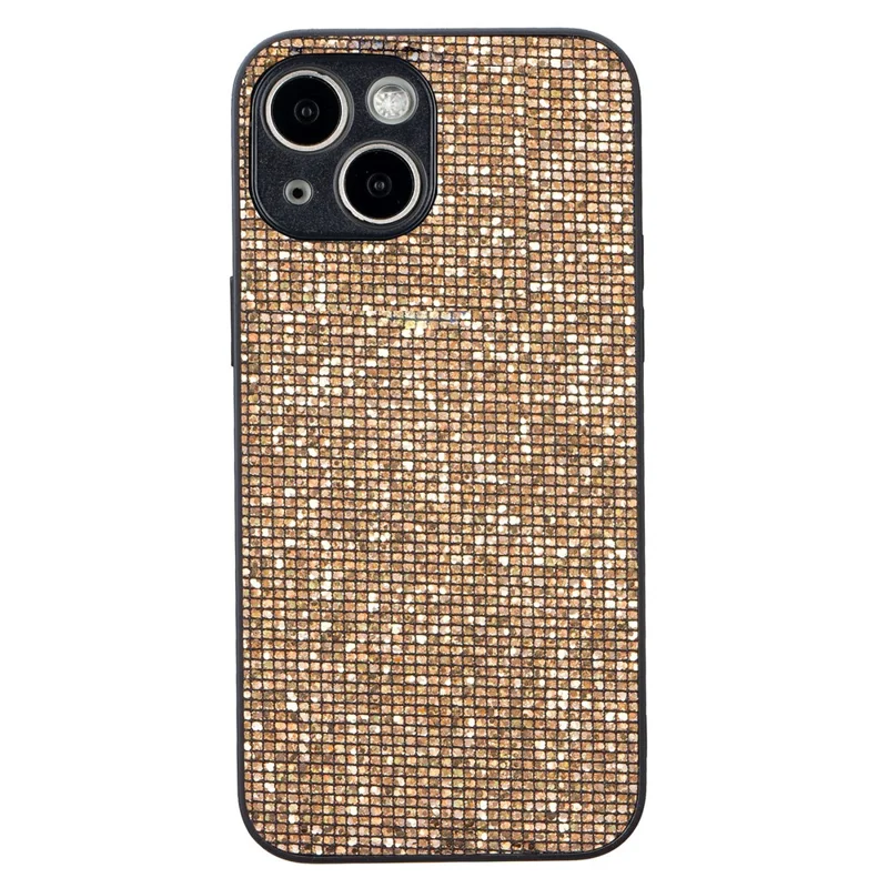 For iPhone 14 Case Sparkle Sequins Drop Resistant TPU Phone Back Cover - Gold