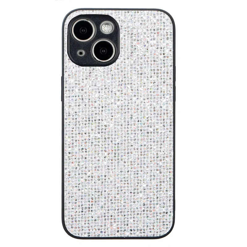 For iPhone 15 Plus Slim Case TPU Phone Cover with Sequins Decoration - White