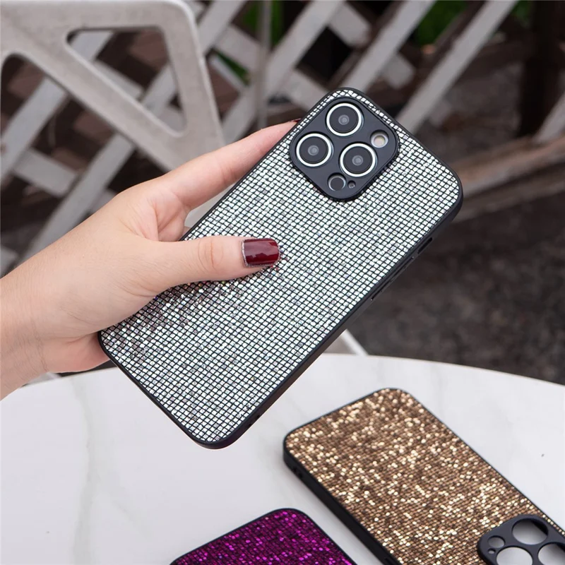 Per iPhone 15 Pro Case Shiny Sequins Flessibile TPU Phone Cover Ingrosso - Argento