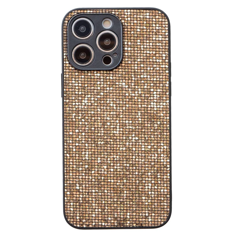 For iPhone 15 Pro Case Shiny Sequins Flexible TPU Phone Cover Wholesale - Gold