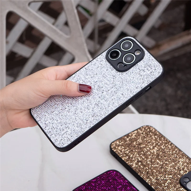 Funda para iPhone 15 Pro Caso Lentejuelas Brillantes Flexible TPU Funda Telefónica Al Por Mayor - Blanco
