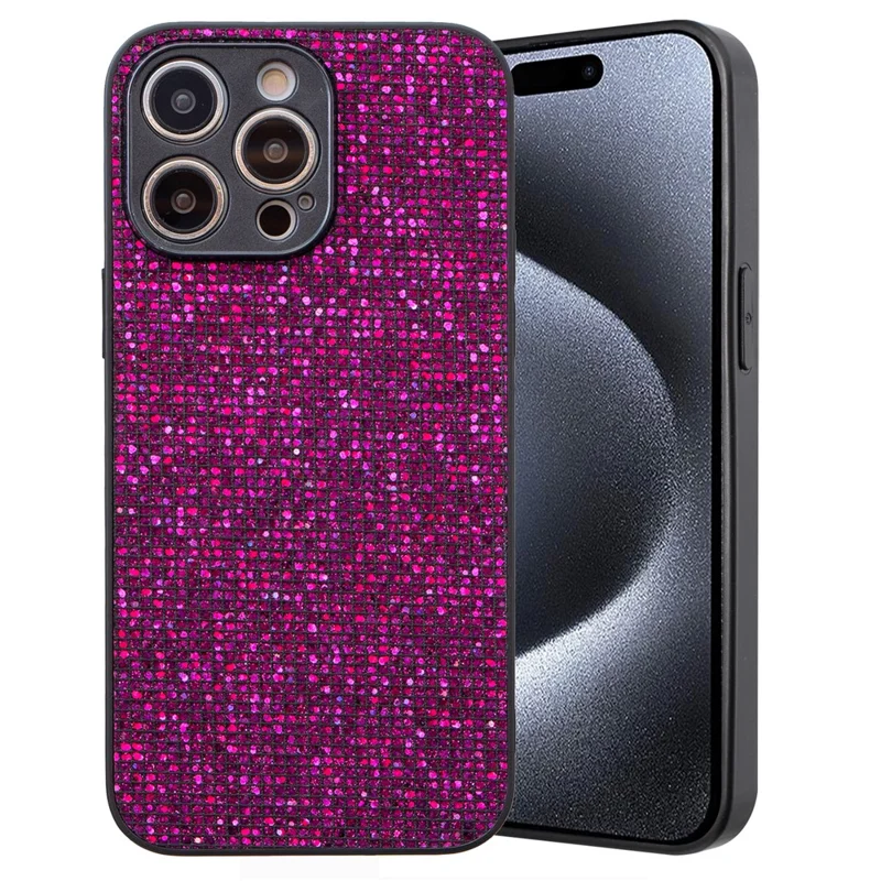 Funda para iPhone 15 Pro Lentejuelas Brillantes Flexible TPU Funda Teléfono al por Mayor - Morado