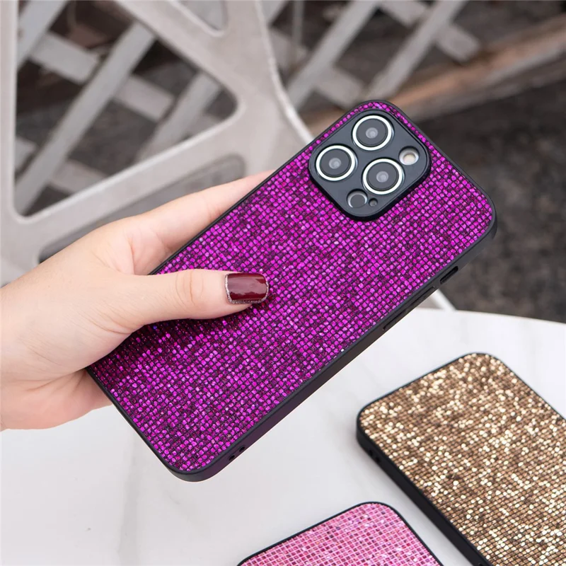 Funda para iPhone 15 Pro Lentejuelas Brillantes Flexible TPU Funda Teléfono al por Mayor - Morado