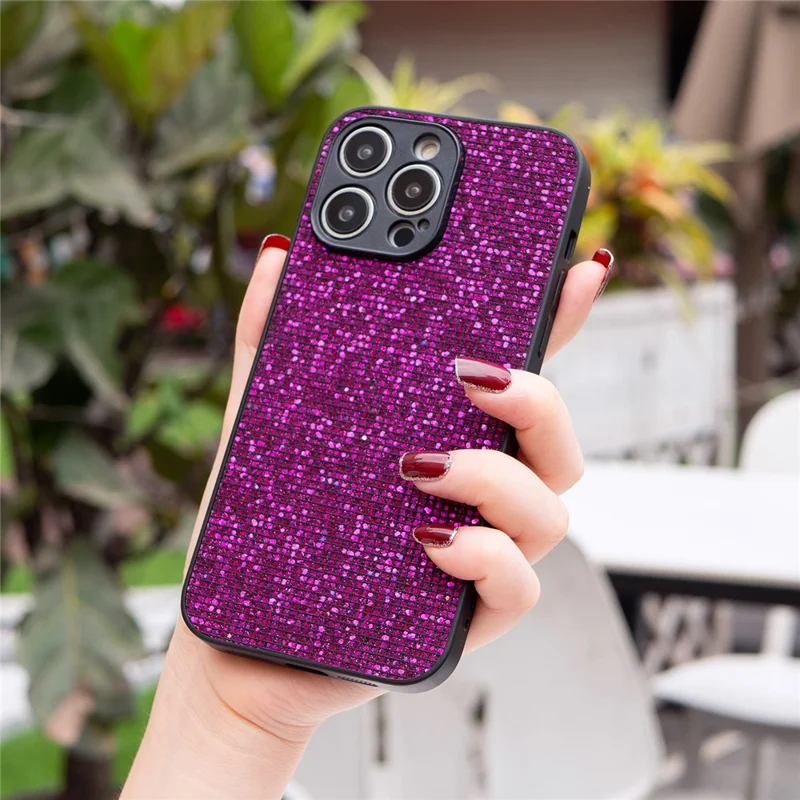 Funda para iPhone 15 Pro Lentejuelas Brillantes Flexible TPU Funda Teléfono al por Mayor - Morado