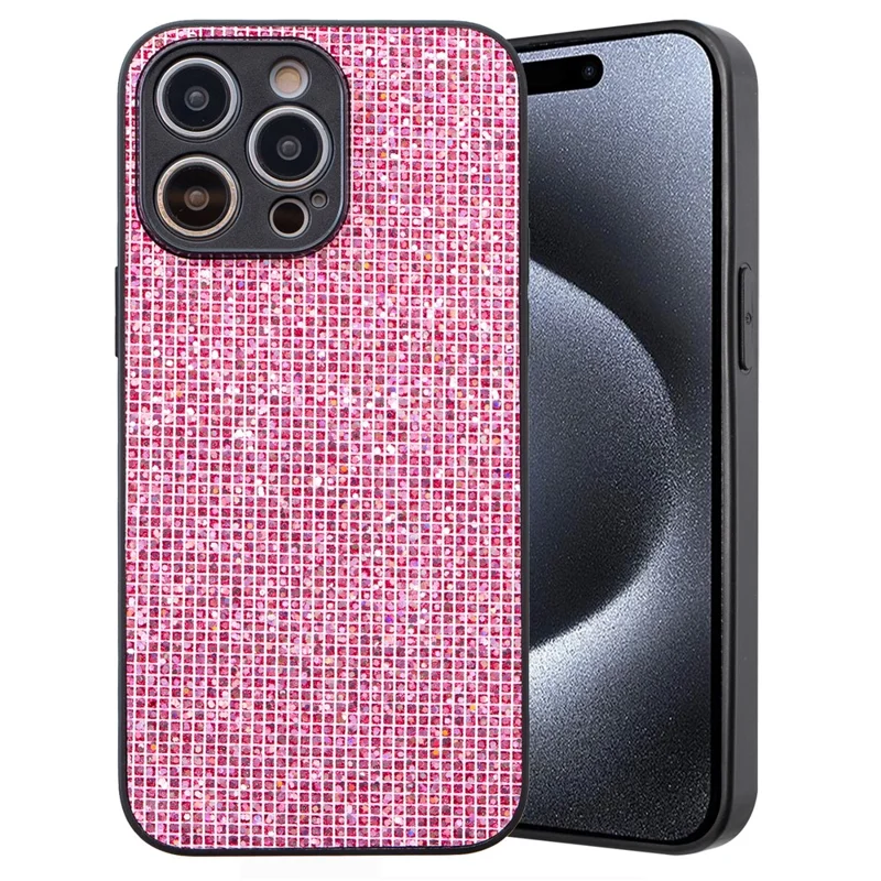 For iPhone 15 Pro Case Shiny Sequins Flexible TPU Phone Cover Wholesale - Pink