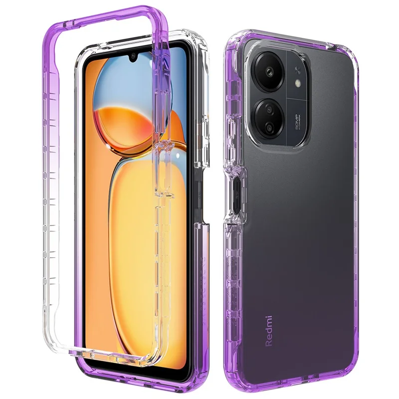 For Xiaomi Redmi 13C 4G / 13C 5G / Poco C65 4G Case PC+TPU Gradient Color Mobile Phone Cover - Gradient Purple