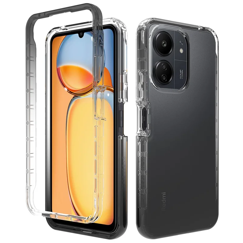 For Xiaomi Redmi 13C 4G / 13C 5G / Poco C65 4G Case PC+TPU Gradient Color Mobile Phone Cover - Gradient Black