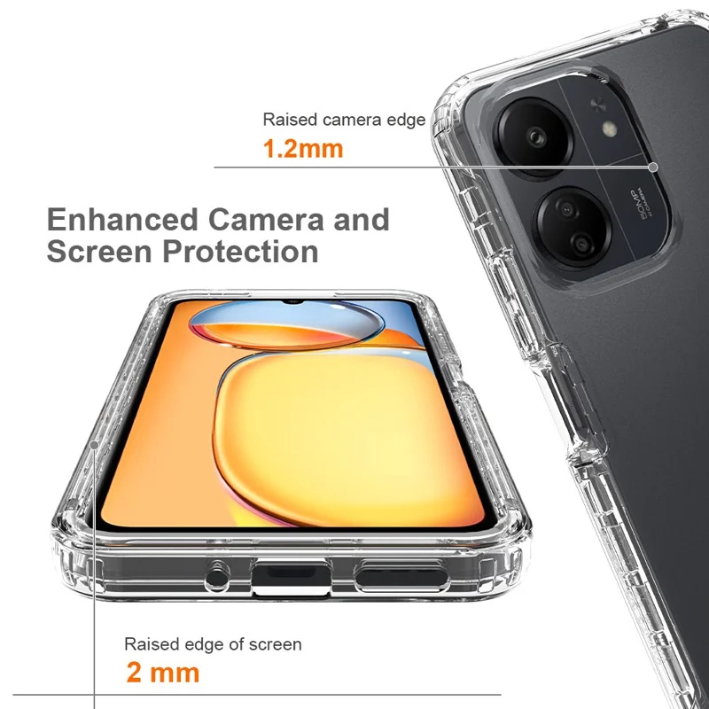 For Xiaomi Redmi 13C 4G / 13C 5G / Poco C65 4G Case PC+TPU Gradient Color Mobile Phone Cover - Gradient Black