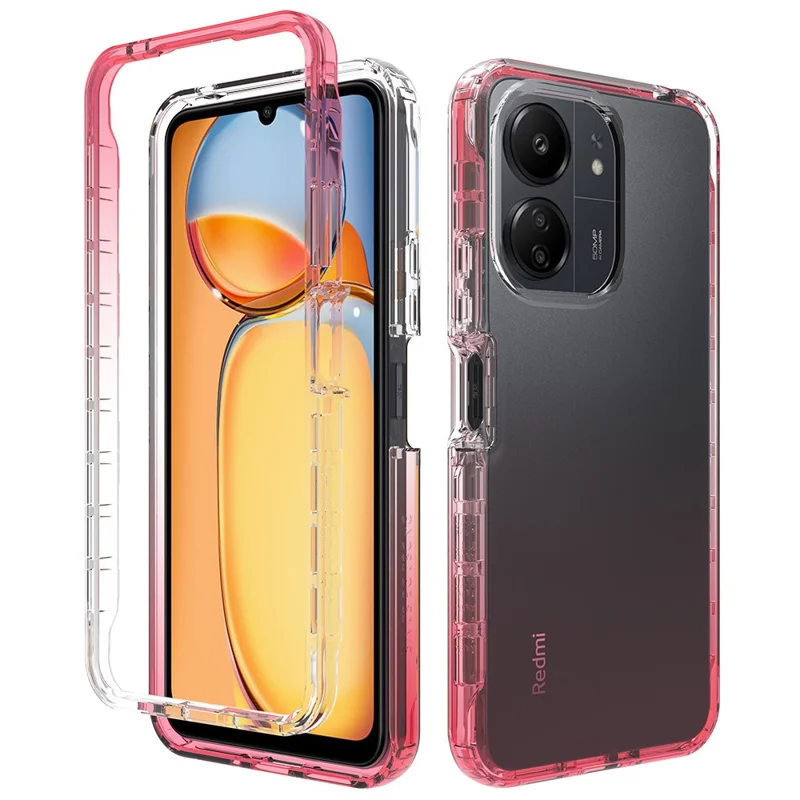 For Xiaomi Redmi 13C 4G / 13C 5G / Poco C65 4G Case PC+TPU Gradient Color Mobile Phone Cover - Gradient Red