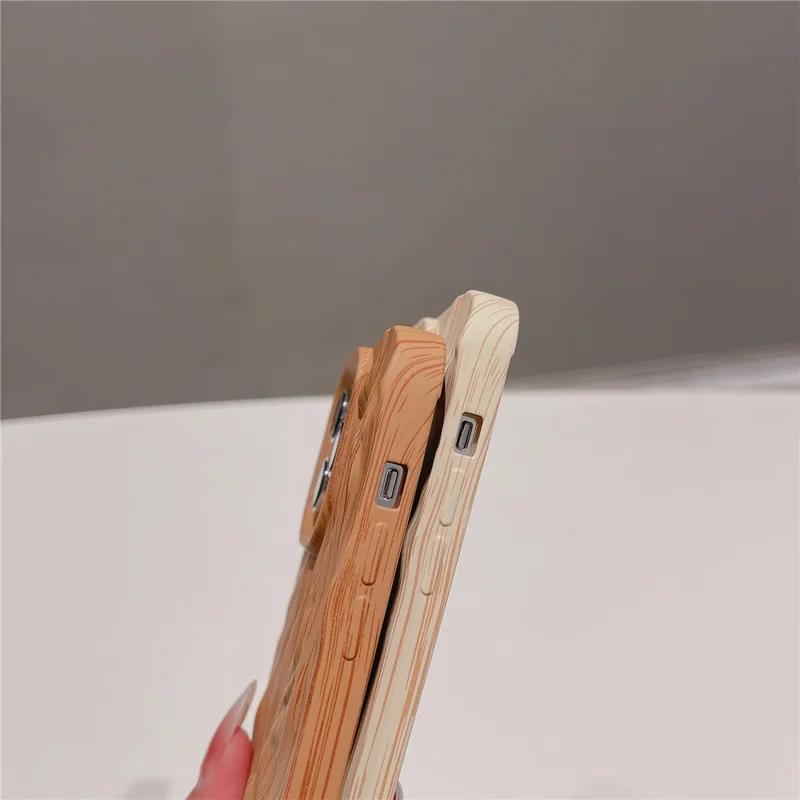 For iPhone 13 Pro 6.1 inch Case Wrinkled Wood Texture TPU Shockproof Phone Cover - Style A