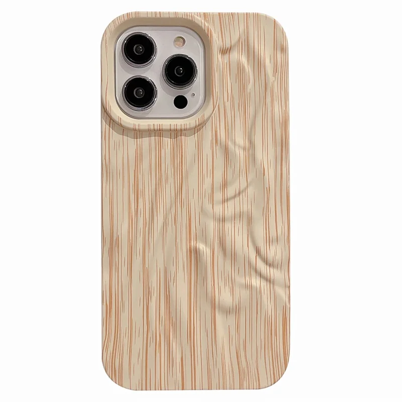 For iPhone 13 Pro 6.1 inch Case Wrinkled Wood Texture TPU Shockproof Phone Cover - Style B