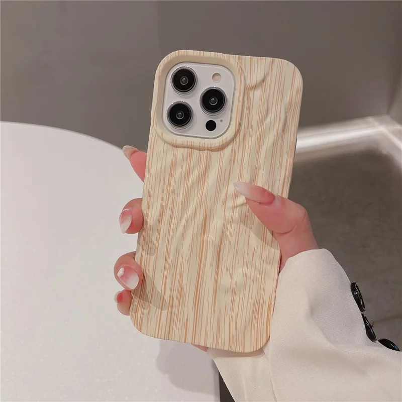 For iPhone 13 Pro 6.1 inch Case Wrinkled Wood Texture TPU Shockproof Phone Cover - Style B