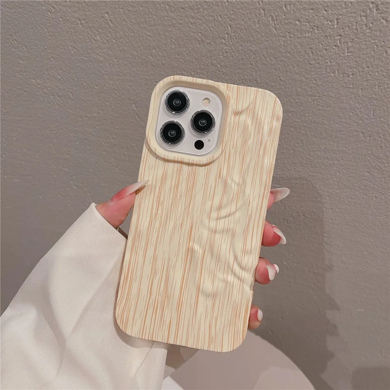 For iPhone 13 Pro 6.1 inch Case Wrinkled Wood Texture TPU Shockproof Phone Cover - Style B