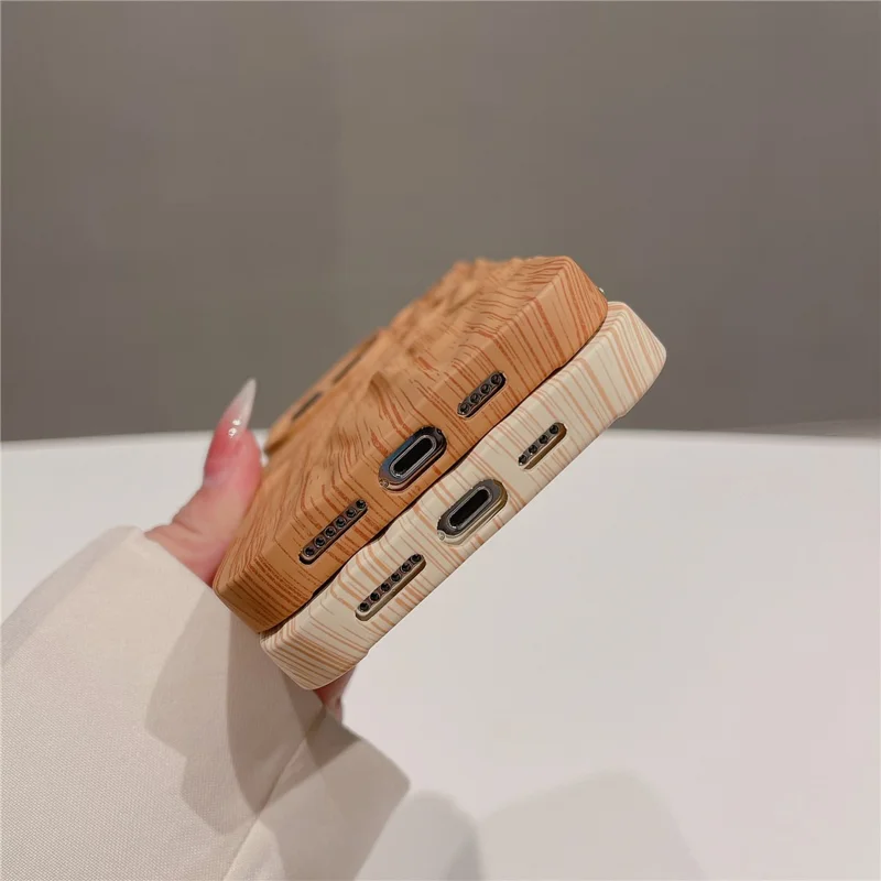 For iPhone 13 Pro 6.1 inch Case Wrinkled Wood Texture TPU Shockproof Phone Cover - Style B