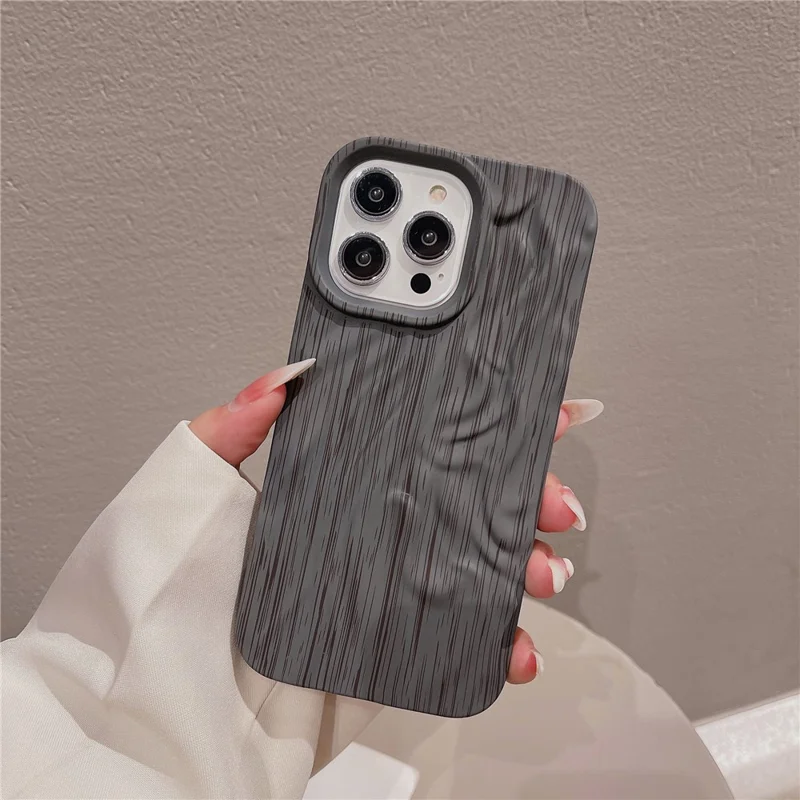 For iPhone 13 Pro 6.1 inch Case Wrinkled Wood Texture TPU Shockproof Phone Cover - Style C