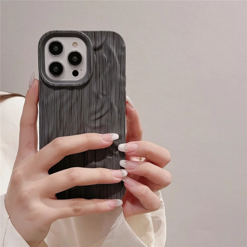 For iPhone 13 Pro 6.1 inch Case Wrinkled Wood Texture TPU Shockproof Phone Cover - Style C