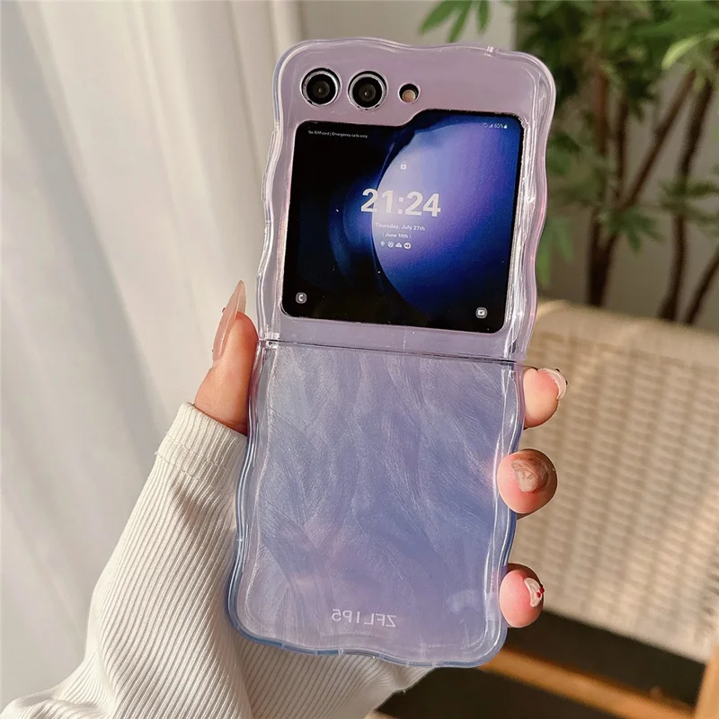 For Samsung Galaxy Z Flip5 5G Case Gradient Surface Hard PC Phone Cover - Pink / Purple