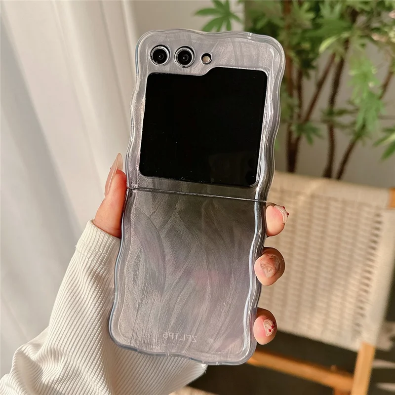 For Samsung Galaxy Z Flip5 5G Case Gradient Surface Hard PC Phone Cover - Black / Pink