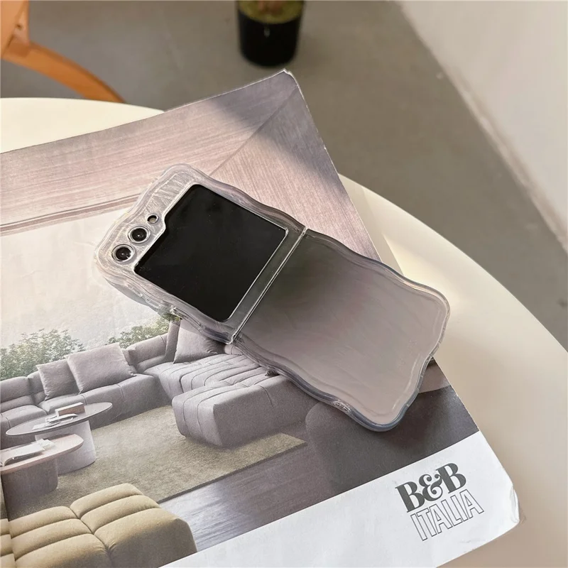 For Samsung Galaxy Z Flip5 5G Case Gradient Surface Hard PC Phone Cover - Black / Pink