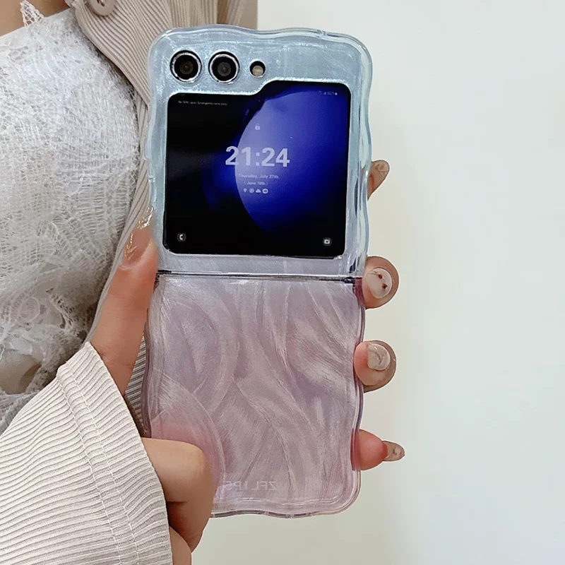 For Samsung Galaxy Z Flip5 5G Case Gradient Surface Hard PC Phone Cover - Pink / Blue