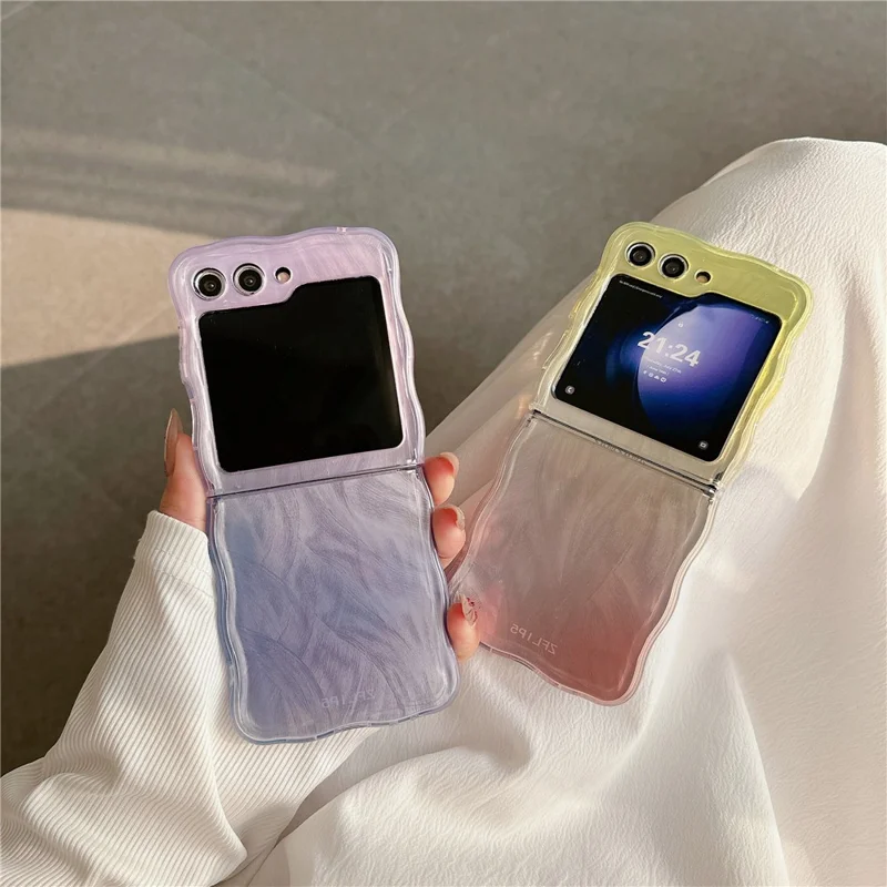 For Samsung Galaxy Z Flip5 5G Case Gradient Surface Hard PC Phone Cover - Pink / Blue