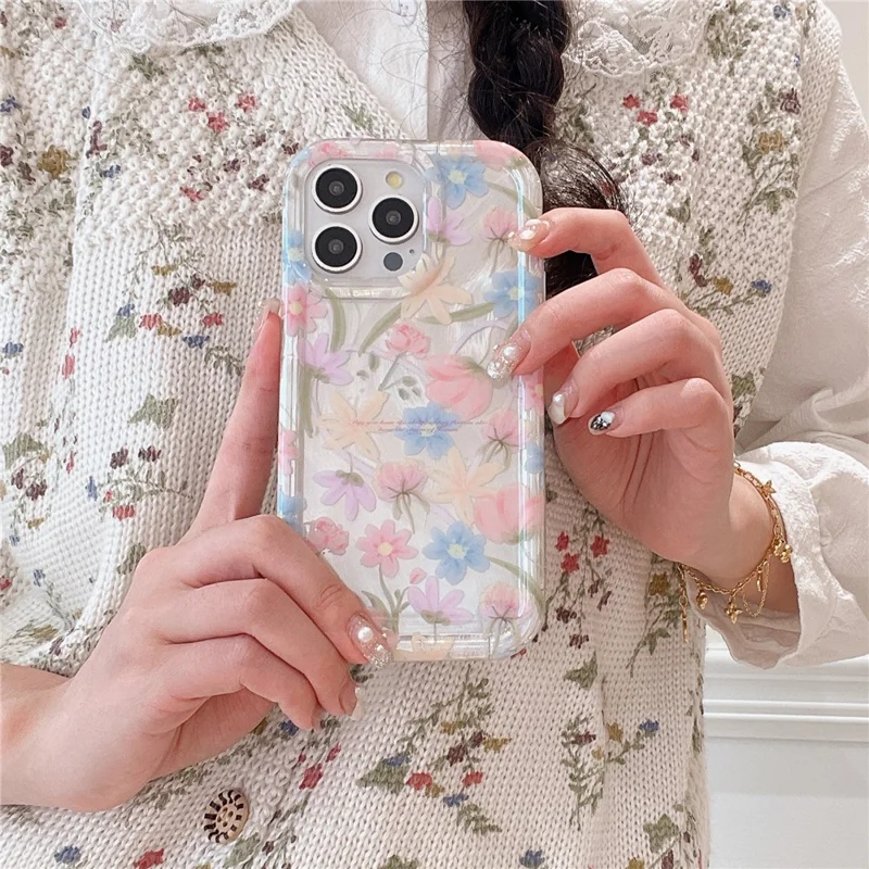 For iPhone 15 Pro TPU Case IMD Heart Floral Pattern Design Phone Cover - White Heart