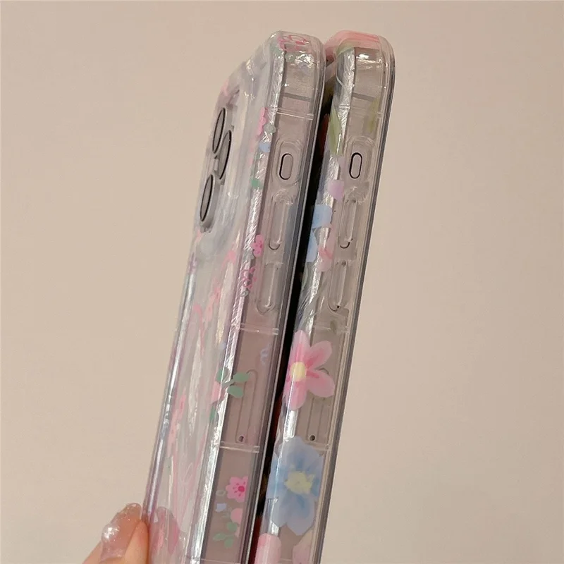 For iPhone 15 Pro TPU Case IMD Heart Floral Pattern Design Phone Cover - White Heart