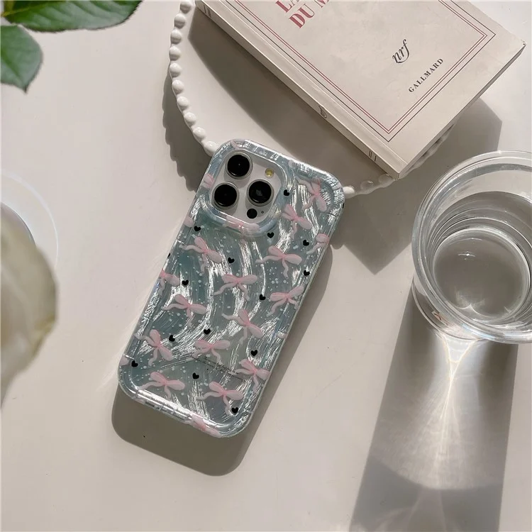 Für iPhone 15 Pro Hülle IMD-Musterdrucking Schützende TPU-Handyhülle - Grüne Schleife