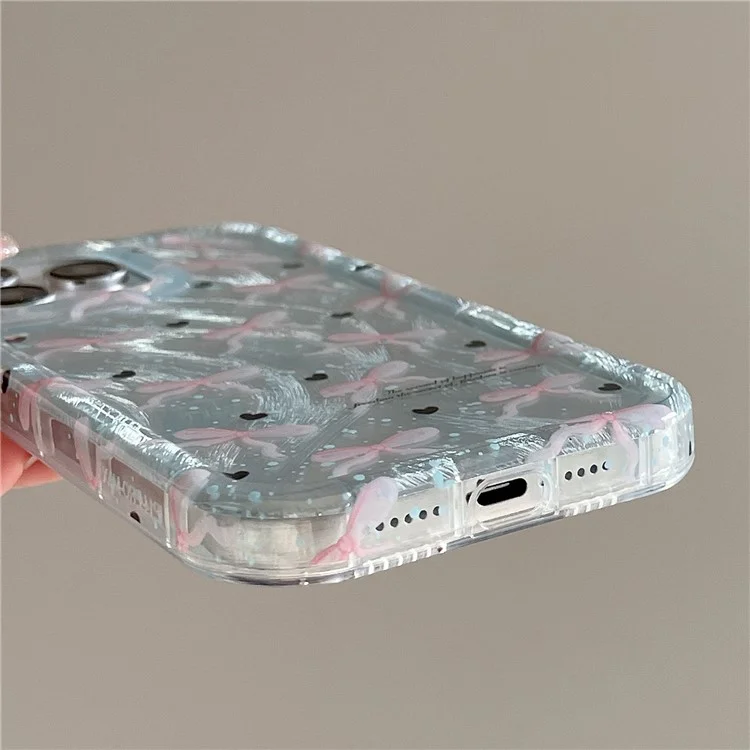 Für iPhone 15 Pro Hülle IMD-Musterdrucking Schützende TPU-Handyhülle - Grüne Schleife