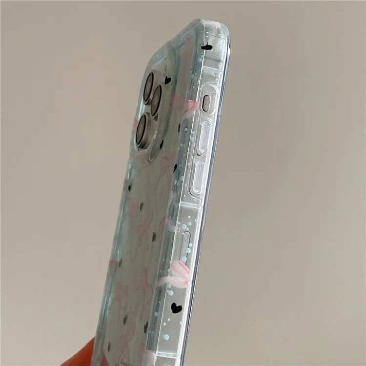 Für iPhone 15 Pro Hülle IMD-Musterdrucking Schützende TPU-Handyhülle - Grüne Schleife