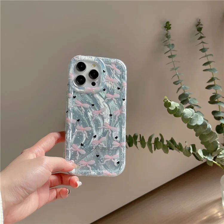 Für iPhone 15 Pro Hülle IMD-Musterdrucking Schützende TPU-Handyhülle - Grüne Schleife
