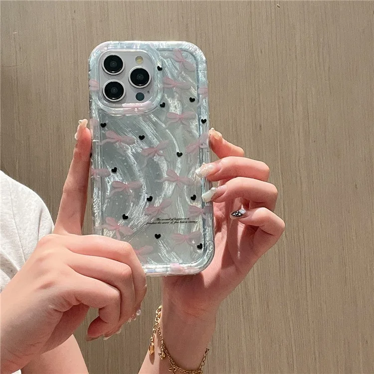 Für iPhone 15 Pro Hülle IMD-Musterdrucking Schützende TPU-Handyhülle - Grüne Schleife