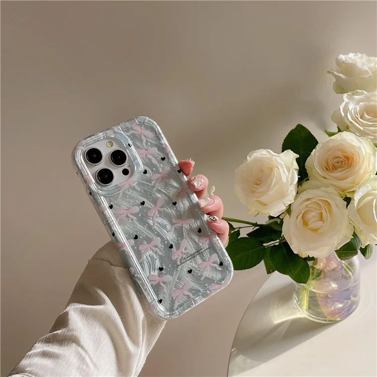 Für iPhone 15 Pro Hülle IMD-Musterdrucking Schützende TPU-Handyhülle - Grüne Schleife