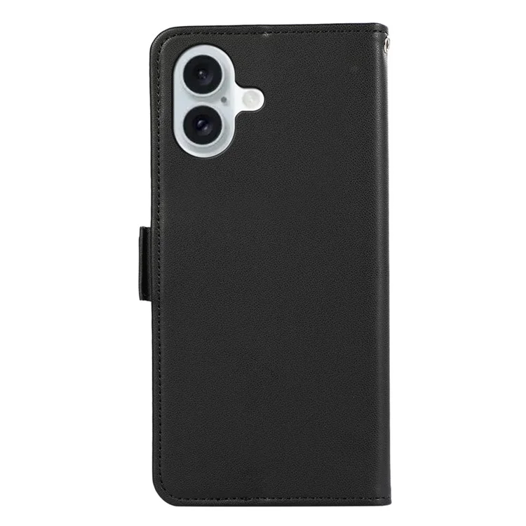 ABEEL For iPhone 16 Stand Case RFID Blocking Leather Wallet Phone Cover - Black