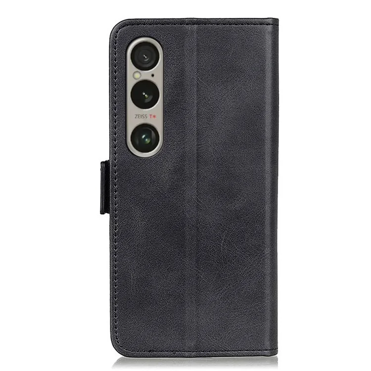 For Sony Xperia 1 VI Case Side Magnetic Clasp Leather Wallet Phone Cover - Black