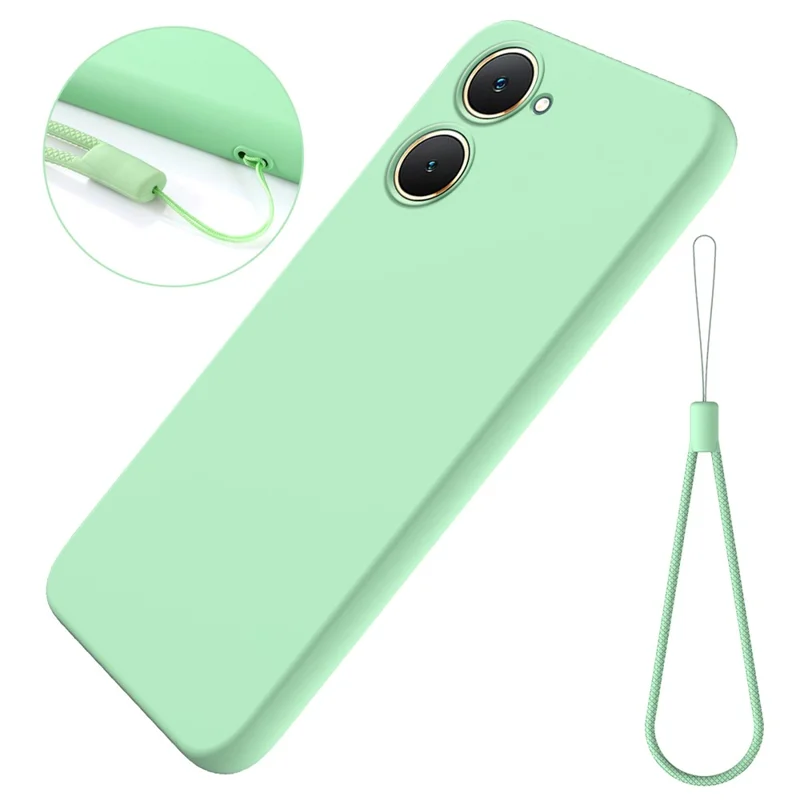 Pour vivo Y18 4G / Y18e 4G Étui en silicone liquide Housse de protection de téléphone avec sangle - Vert