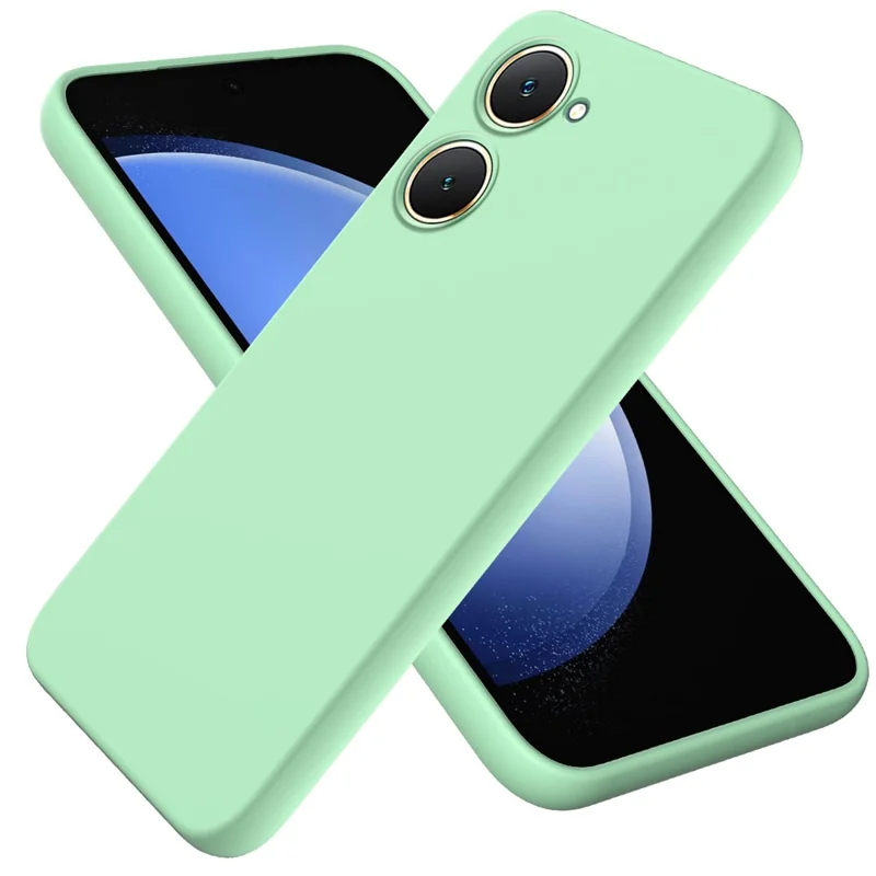 Pour vivo Y18 4G / Y18e 4G Étui en silicone liquide Housse de protection de téléphone avec sangle - Vert