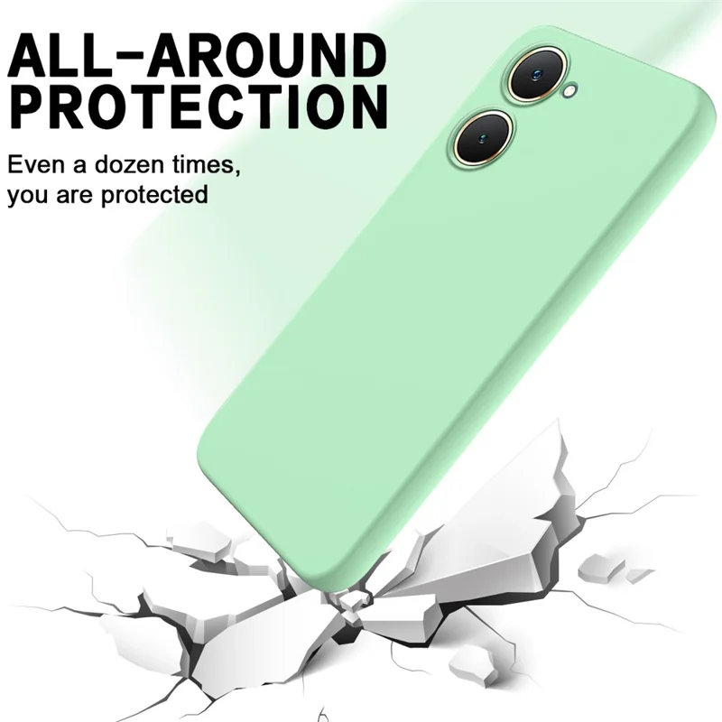 Pour vivo Y18 4G / Y18e 4G Étui en silicone liquide Housse de protection de téléphone avec sangle - Vert