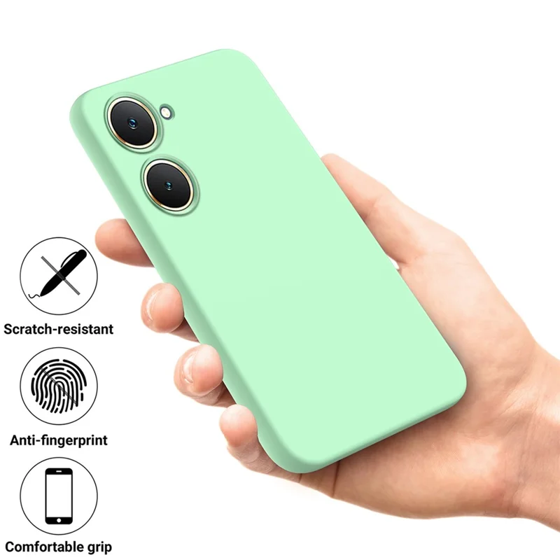 Pour vivo Y18 4G / Y18e 4G Étui en silicone liquide Housse de protection de téléphone avec sangle - Vert
