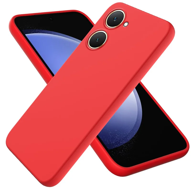 For vivo Y18 4G / Y18e 4G Liquid Silicone Case Protective Phone Cover with Strap - Red