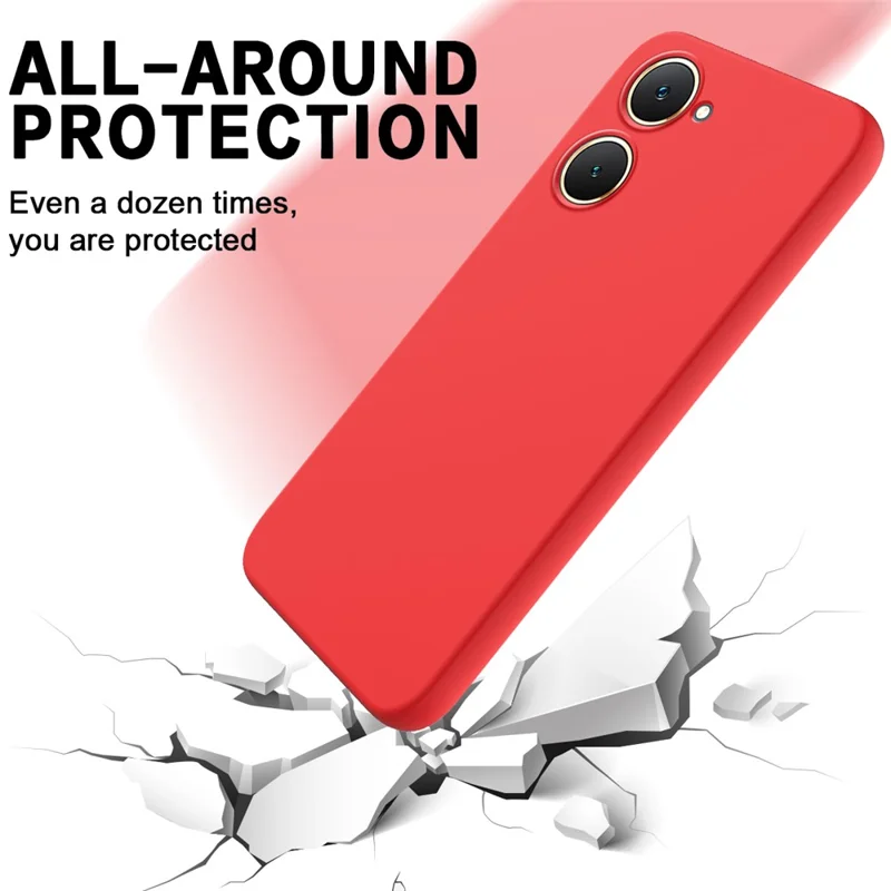 For vivo Y18 4G / Y18e 4G Liquid Silicone Case Protective Phone Cover with Strap - Red