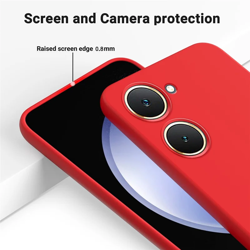 For vivo Y18 4G / Y18e 4G Liquid Silicone Case Protective Phone Cover with Strap - Red