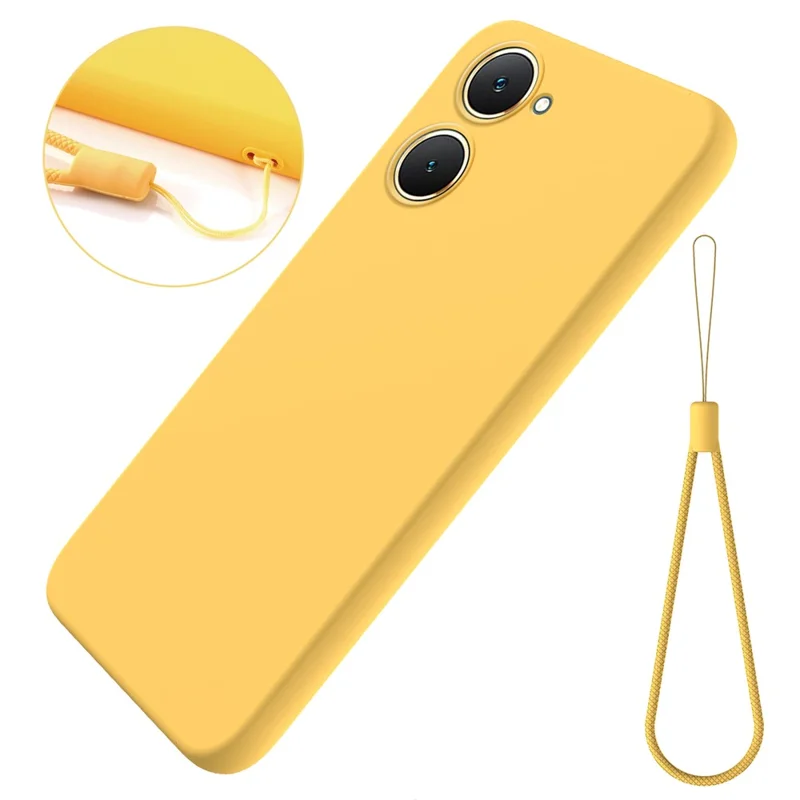 For vivo Y18 4G / Y18e 4G Liquid Silicone Case Protective Phone Cover with Strap - Yellow