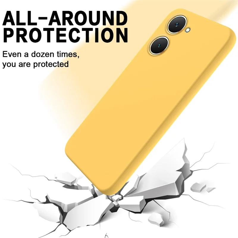 For vivo Y18 4G / Y18e 4G Liquid Silicone Case Protective Phone Cover with Strap - Yellow