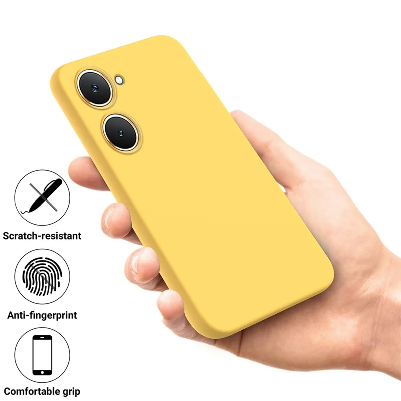 For vivo Y18 4G / Y18e 4G Liquid Silicone Case Protective Phone Cover with Strap - Yellow